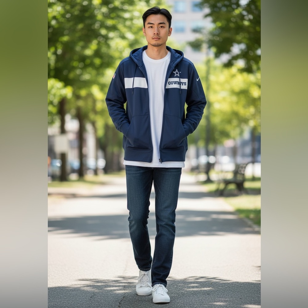Dallas Cowboys Nike Full Zip Hoodie Jacket Navy On Field Apparel XL